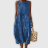 Rožinė | Lengvas be rankovių vasaros suknelė