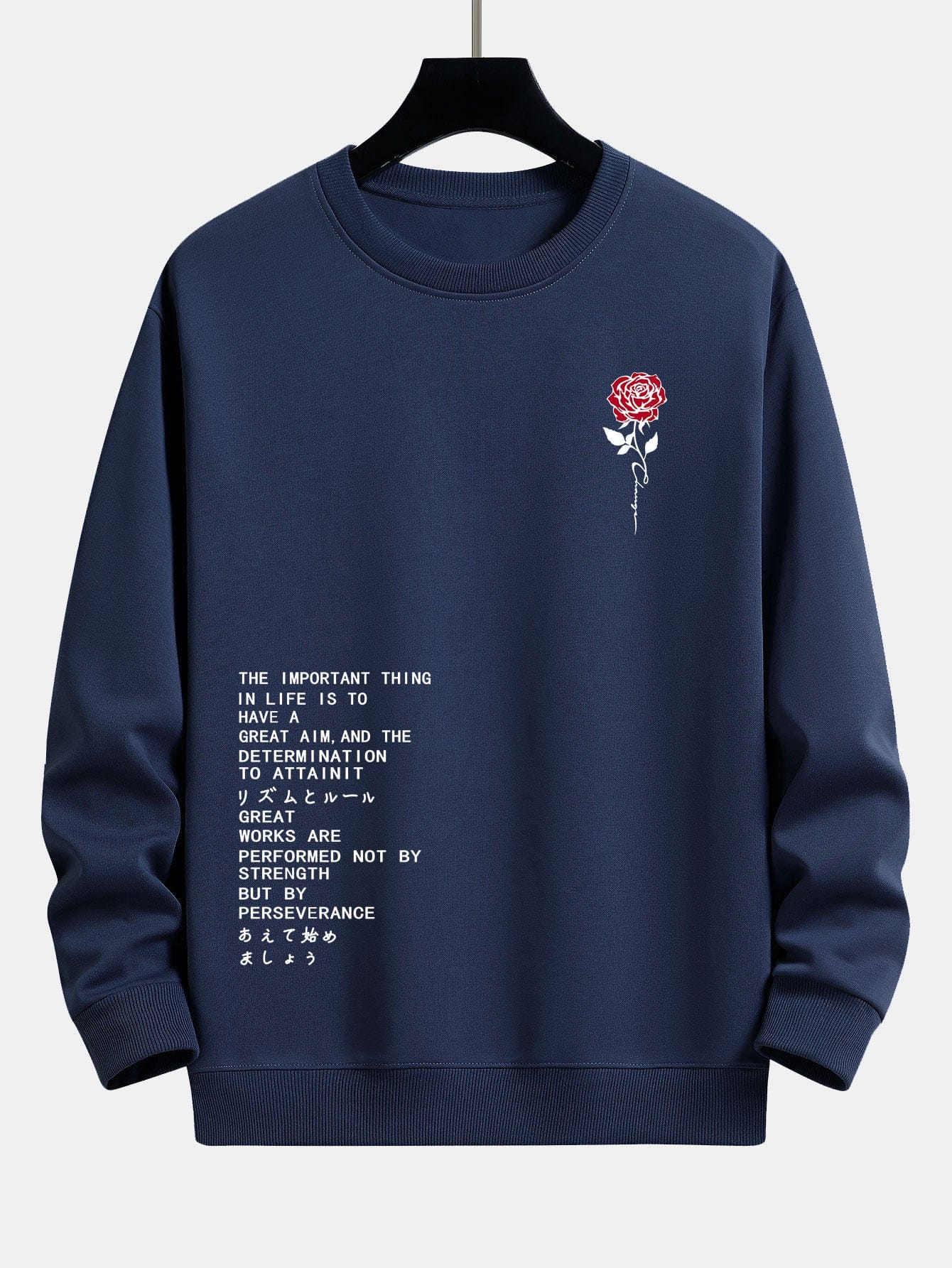 Velira Sweatshirts tamsiai mėlyna / S Rožinė šūkio spauda laisvo kirpimo megztinis