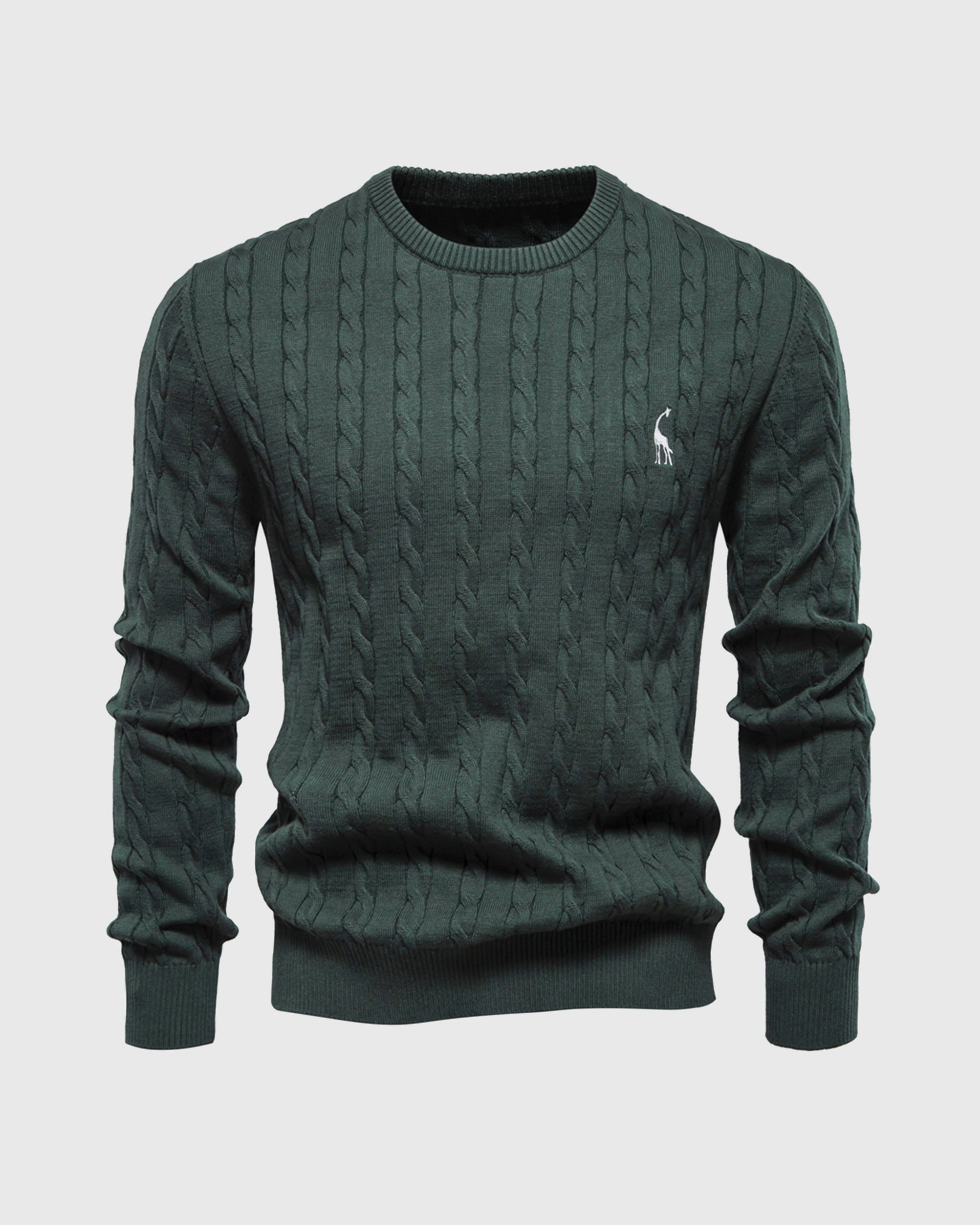 Vincent vyriškas pynių rašto megztinis – miško žalia