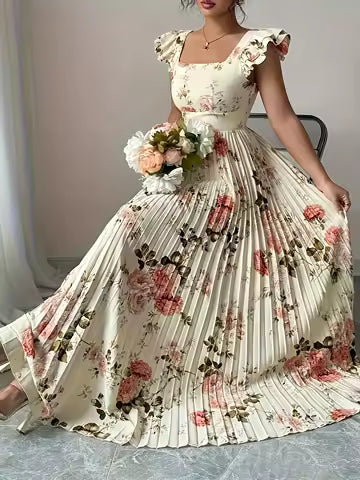 Elena | Gėlėta Midi Suknelė