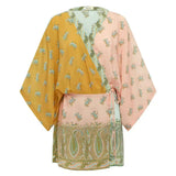 Boho Paisley Apvyniojama Blusa – V-Kaklo Kimono Rankovė Paplūdimio Apdangalas