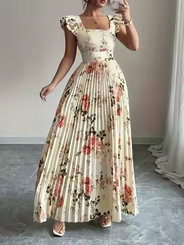 Elena | Gėlėta Midi Suknelė