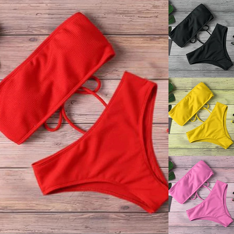 Neringa | Aukšto Liemens Bandeau Bikinis