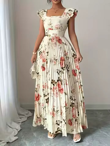 Elena | Gėlėta Midi Suknelė