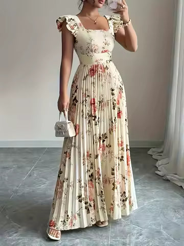 Elena | Gėlėta Midi Suknelė