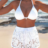 Velira Sofía™ | Elegantiškas lygus nėrinių bikinis