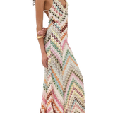 Boho Vaivorykštė – Maxi suknelė su spalvingu zigzag raštu