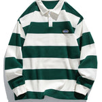 Velira Sweatshirts žalia / XS Atsipalaidavęs Waffle Platus Dryžuotas Polo Megztinis