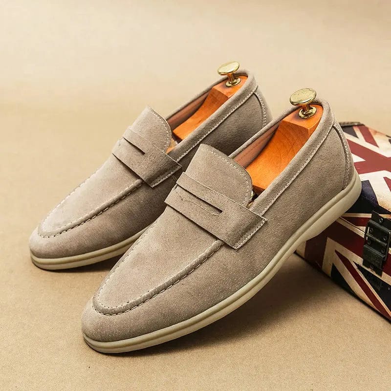 LITHUA Chaki / 38 Firenze Chic Suede Loafers
