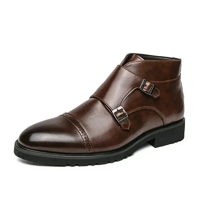 LITHUA Mocha Ruda / 39.0 Parker™ | Dirbtinės odos Dvigubos Monk-strap Batai
