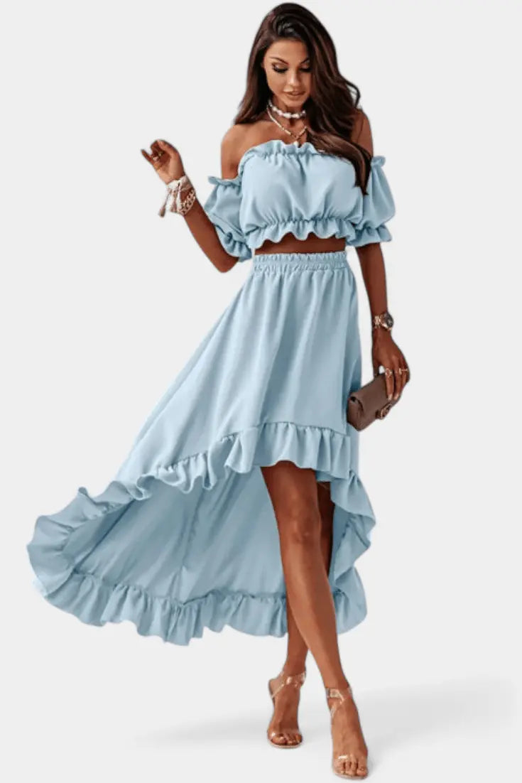 LITHUA Šviesiai mėlyna / S Olivia | Off-shoulder komplektas
