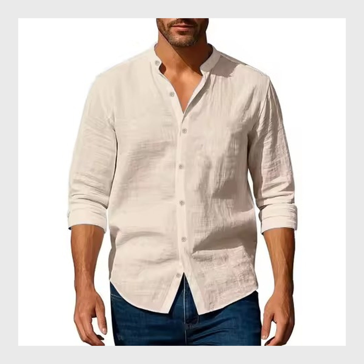 Mantas | Balti Henley Stiliaus Lino Marškiniai