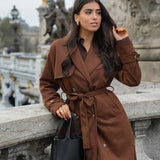 Molly dirbtinio suede trenchcoat