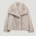 Velira Adele | Faux Fur Oversized Coat Abrikosų / XS Adele | Dirbtinio Kailio Per didelis Paltas
