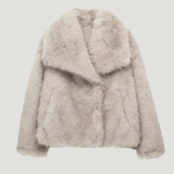 Velira Adele | Faux Fur Oversized Coat Abrikosų / XS Adele | Dirbtinio Kailio Per didelis Paltas