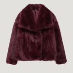 Velira Adele | Faux Fur Oversized Coat Bordo / XS Adele | Dirbtinio Kailio Per didelis Paltas