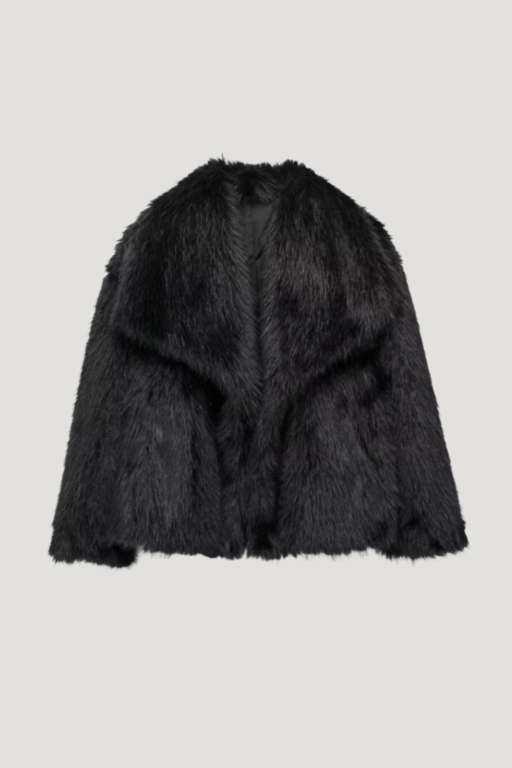 Velira Adele | Faux Fur Oversized Coat Juoda / XS Adele | Dirbtinio Kailio Per didelis Paltas