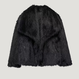 Velira Adele | Faux Fur Oversized Coat Juoda / XS Adele | Dirbtinio Kailio Per didelis Paltas