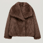 Velira Adele | Faux Fur Oversized Coat Ruda / XS Adele | Dirbtinio Kailio Per didelis Paltas