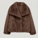 Velira Adele | Faux Fur Oversized Coat Ruda / XS Adele | Dirbtinio Kailio Per didelis Paltas