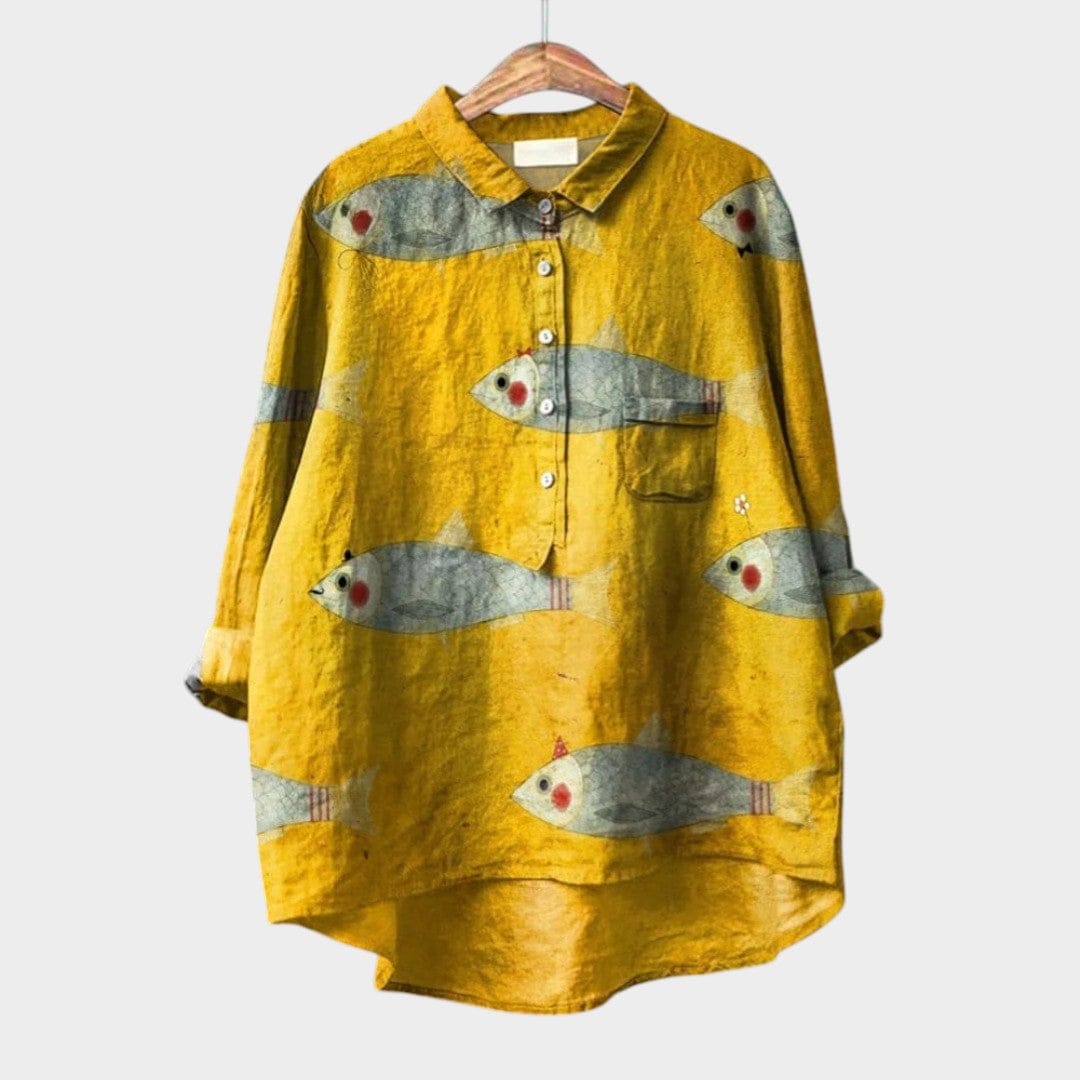 Velira Amara™ | Laiko patikrinta lino blusa su raštu