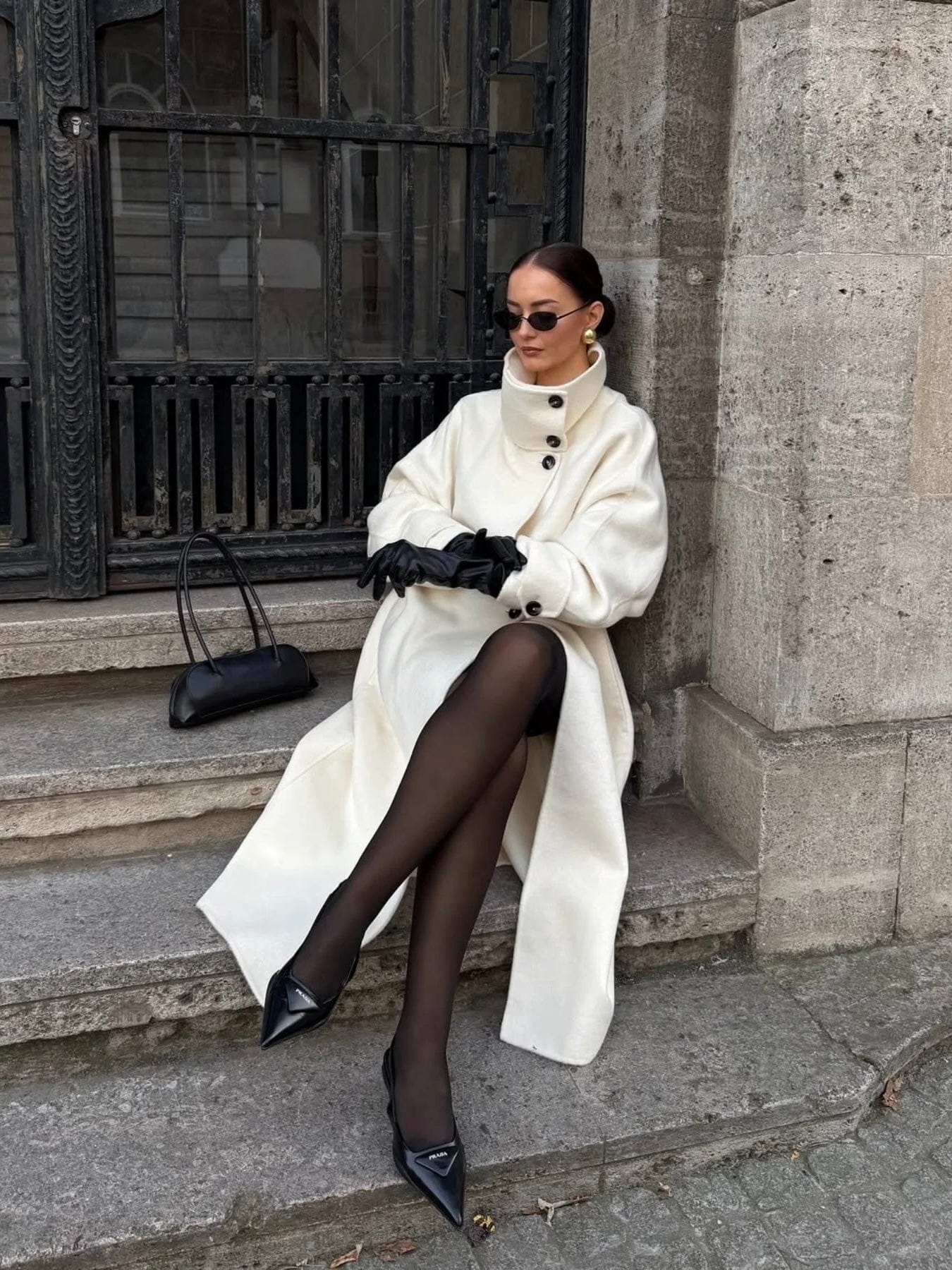 Velira Amaya | Elegant High-Neck Long Coat Amaya | Elegantiškas Ilgas Paltas Su Aukštu Kaklu