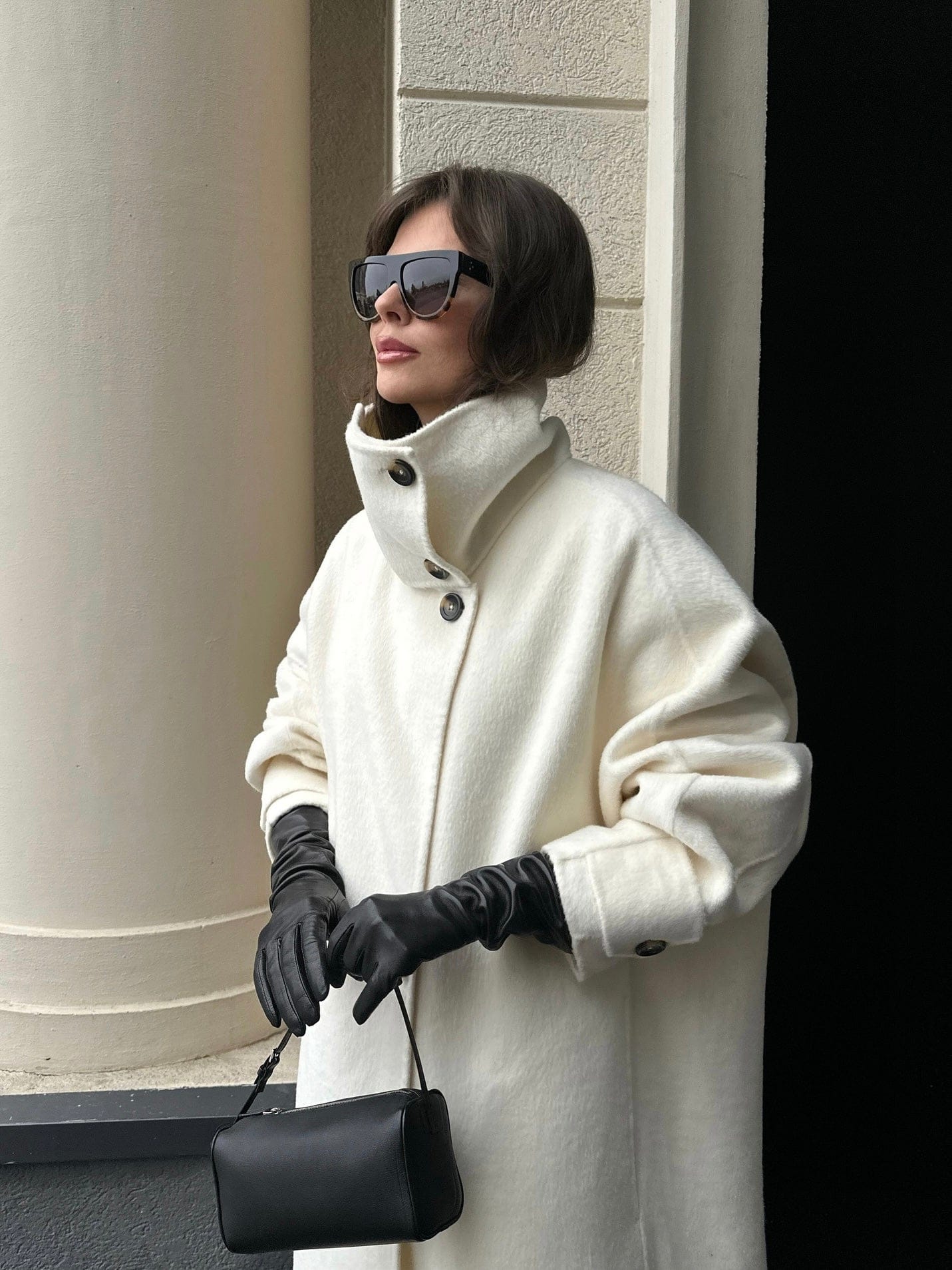 Velira Amaya | Elegant High-Neck Long Coat Amaya | Elegantiškas Ilgas Paltas Su Aukštu Kaklu