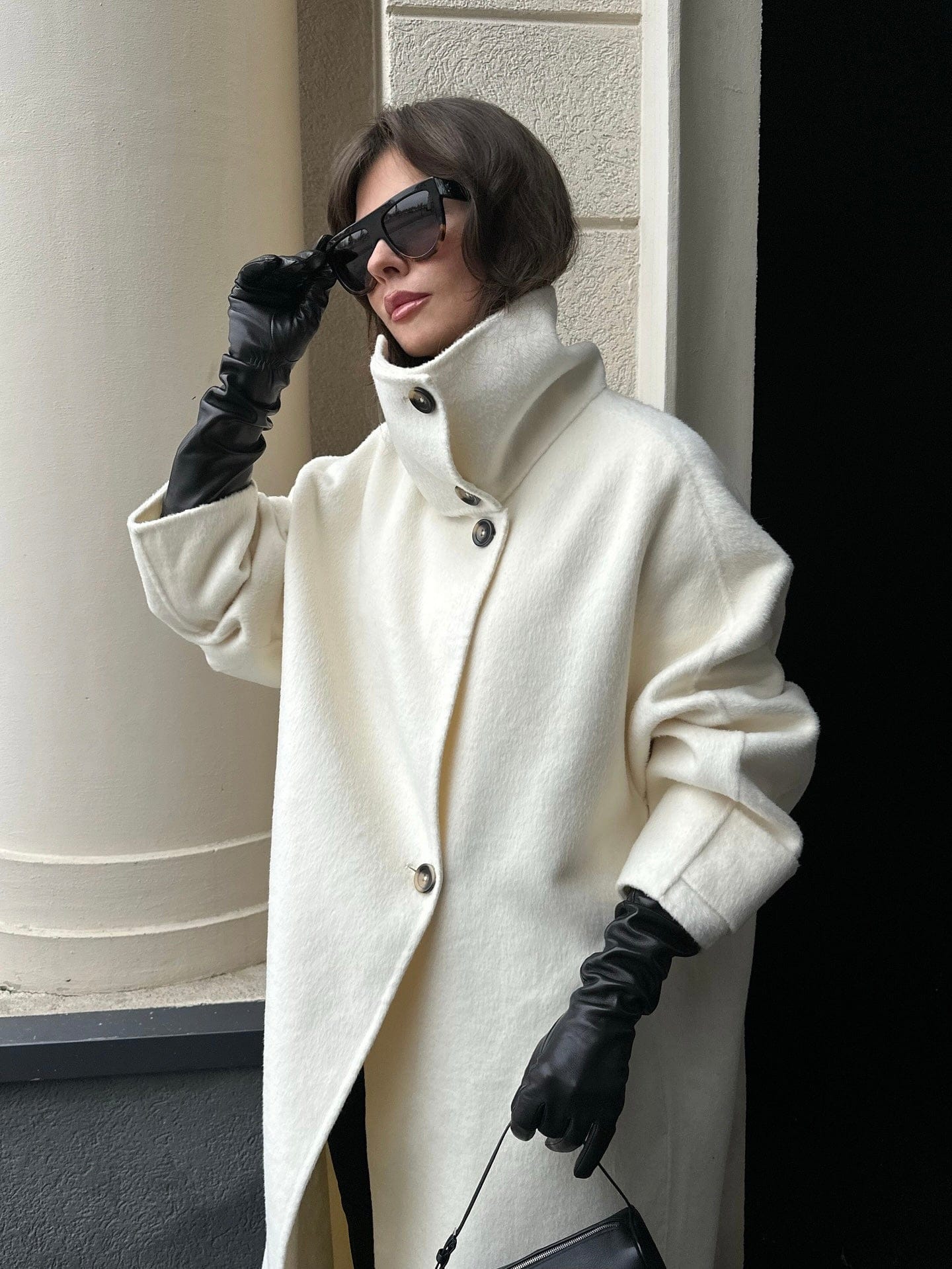 Velira Amaya | Elegant High-Neck Long Coat Amaya | Elegantiškas Ilgas Paltas Su Aukštu Kaklu