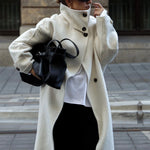 Velira Amaya | Elegant High-Neck Long Coat Amaya | Elegantiškas Ilgas Paltas Su Aukštu Kaklu