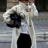 Velira Amaya | Elegant High-Neck Long Coat Amaya | Elegantiškas Ilgas Paltas Su Aukštu Kaklu