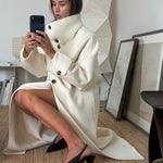 Velira Amaya | Elegant High-Neck Long Coat Amaya | Elegantiškas Ilgas Paltas Su Aukštu Kaklu