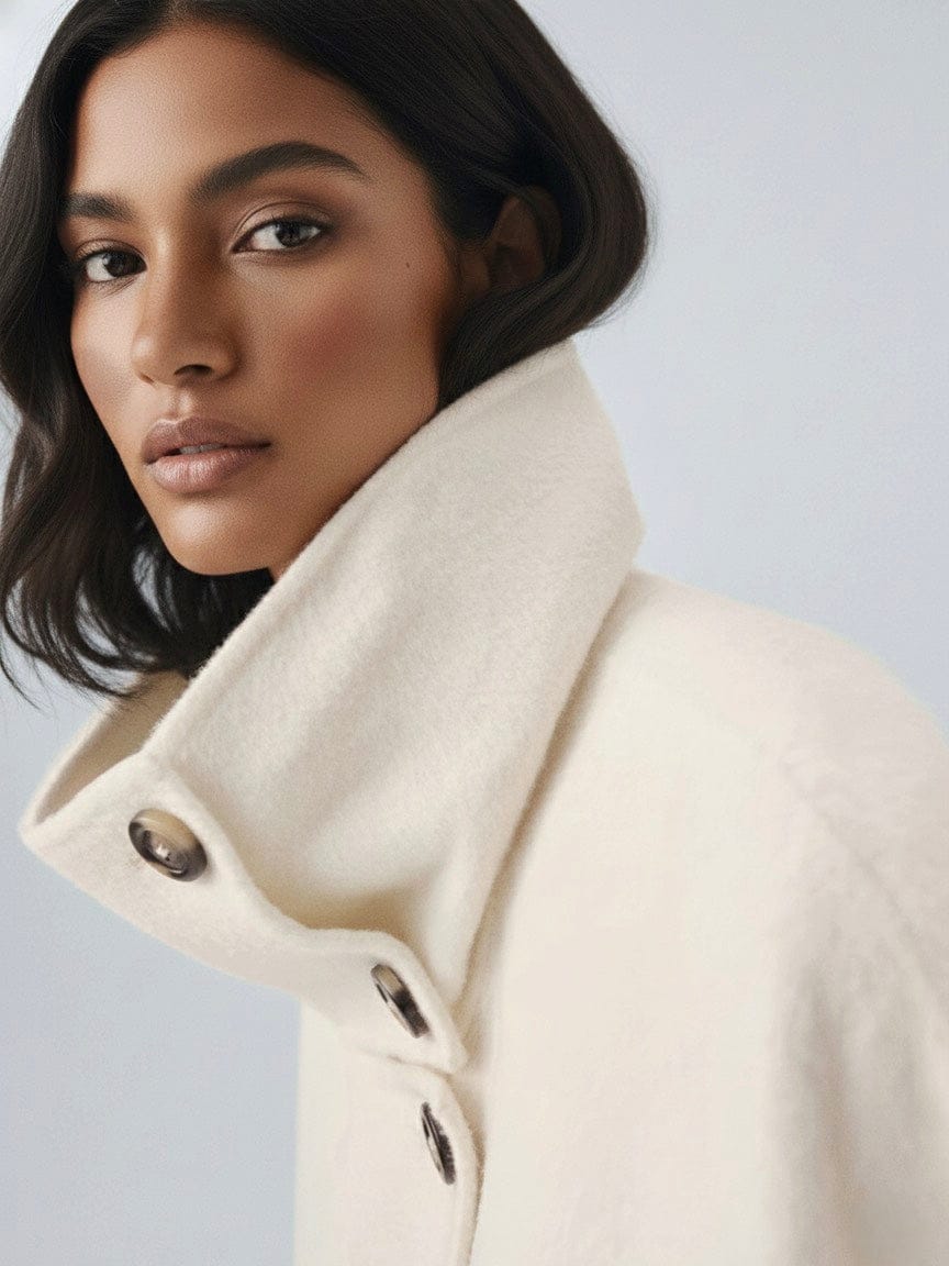 Velira Amaya | Elegant High-Neck Long Coat Amaya | Elegantiškas Ilgas Paltas Su Aukštu Kaklu