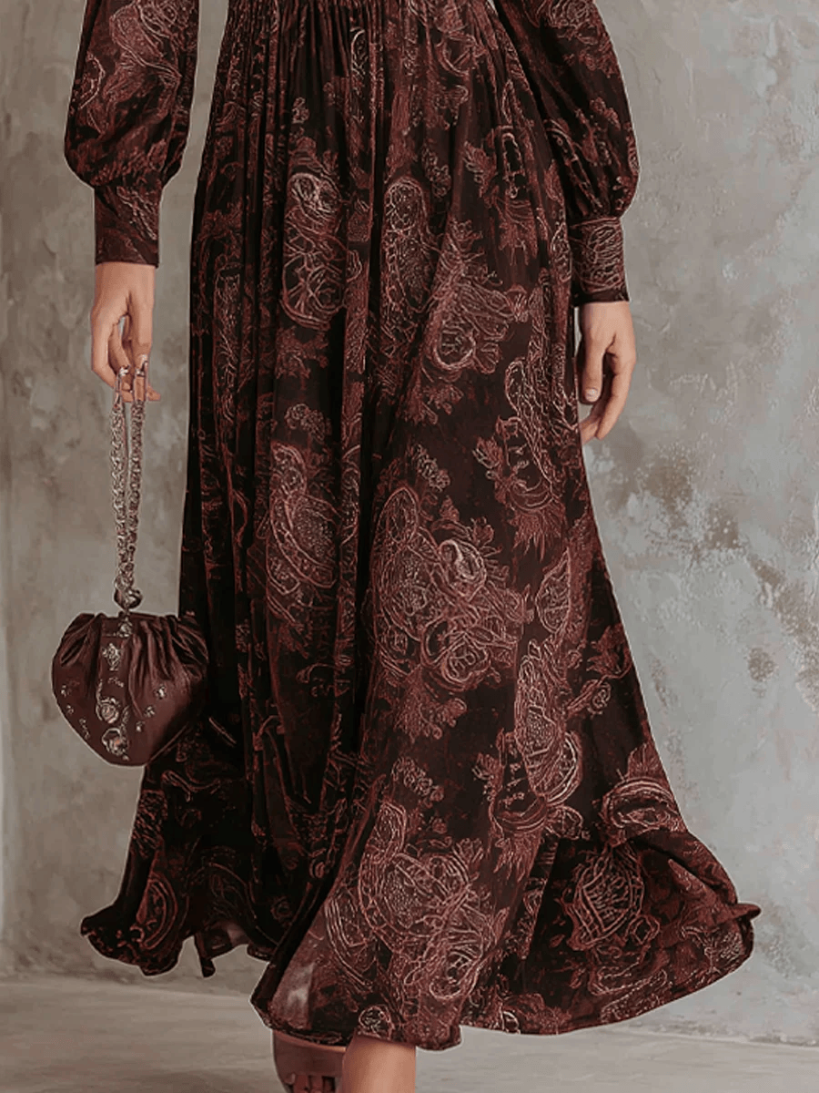 Velira Ariane™ | Maxi suknelė su paisley raštu ir pabrėžimu liemens srityje