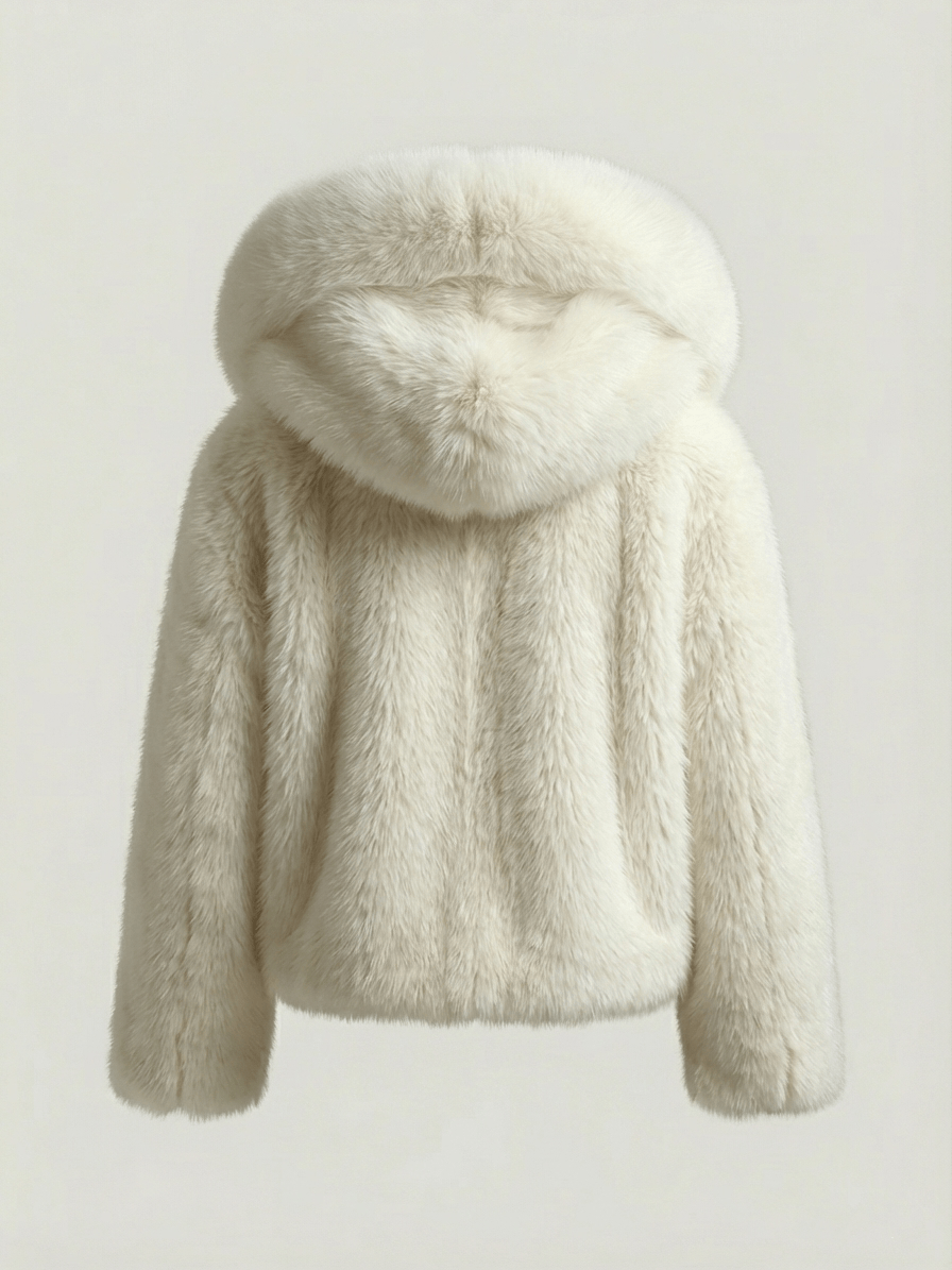 Velira Athena | Faux Fur Hooded Statement Coat Athena | Dirbtinio kailio su gobtuvu stilingas paltas