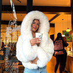 Velira Athena | Faux Fur Hooded Statement Coat Athena | Dirbtinio kailio su gobtuvu stilingas paltas