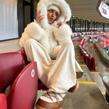 Velira Athena | Faux Fur Hooded Statement Coat Athena | Dirbtinio kailio su gobtuvu stilingas paltas