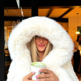 Velira Athena | Faux Fur Hooded Statement Coat Athena | Dirbtinio kailio su gobtuvu stilingas paltas