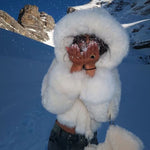 Velira Athena | Faux Fur Hooded Statement Coat Athena | Dirbtinio kailio su gobtuvu stilingas paltas