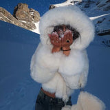 Velira Athena | Faux Fur Hooded Statement Coat Athena | Dirbtinio kailio su gobtuvu stilingas paltas