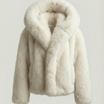 Velira Athena | Faux Fur Hooded Statement Coat Balta / S Athena | Dirbtinio kailio su gobtuvu stilingas paltas