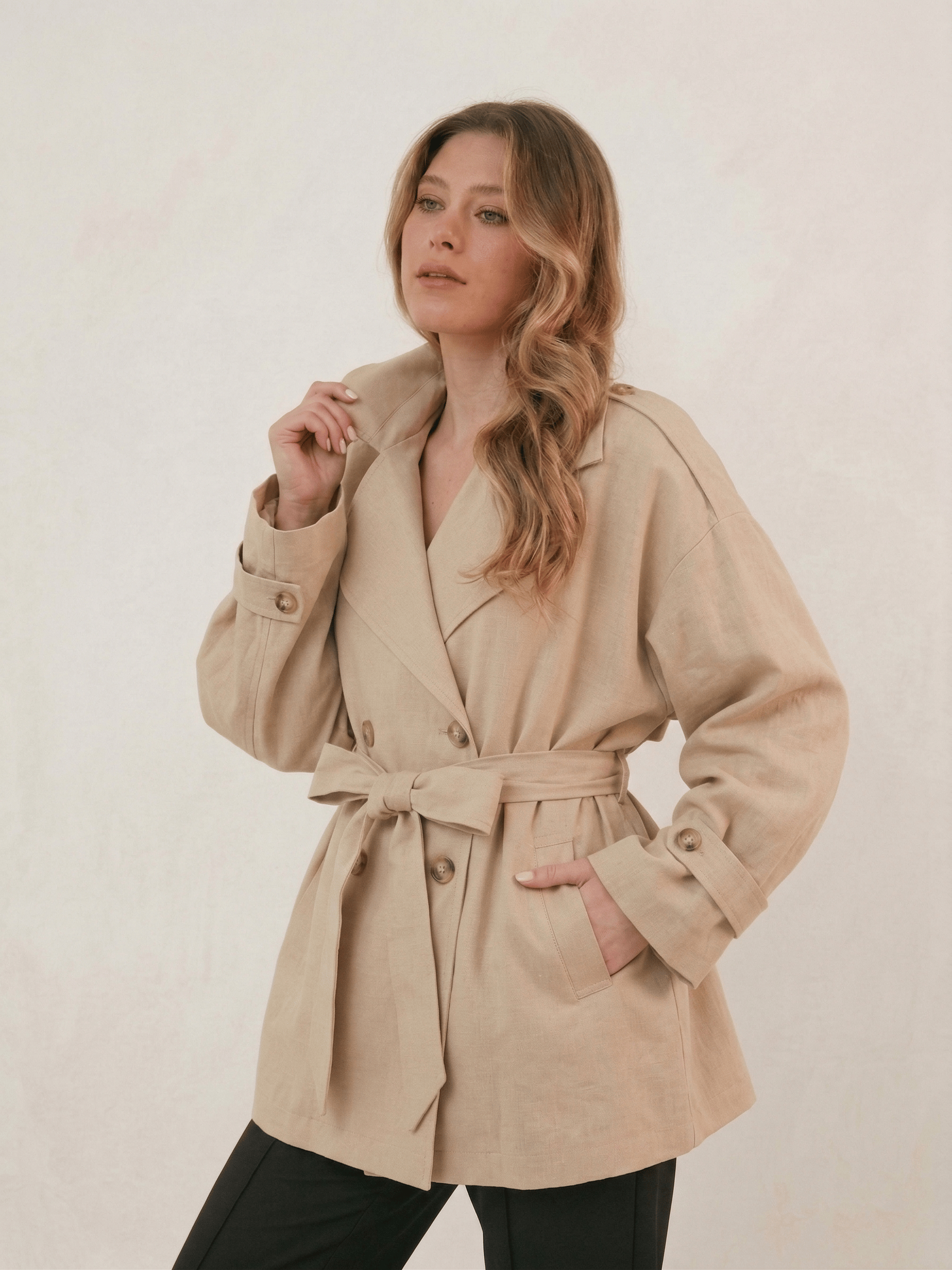 Velira Aurora | Oversized Belted Trench Coat Aurora | Per didelis diržinis paltas