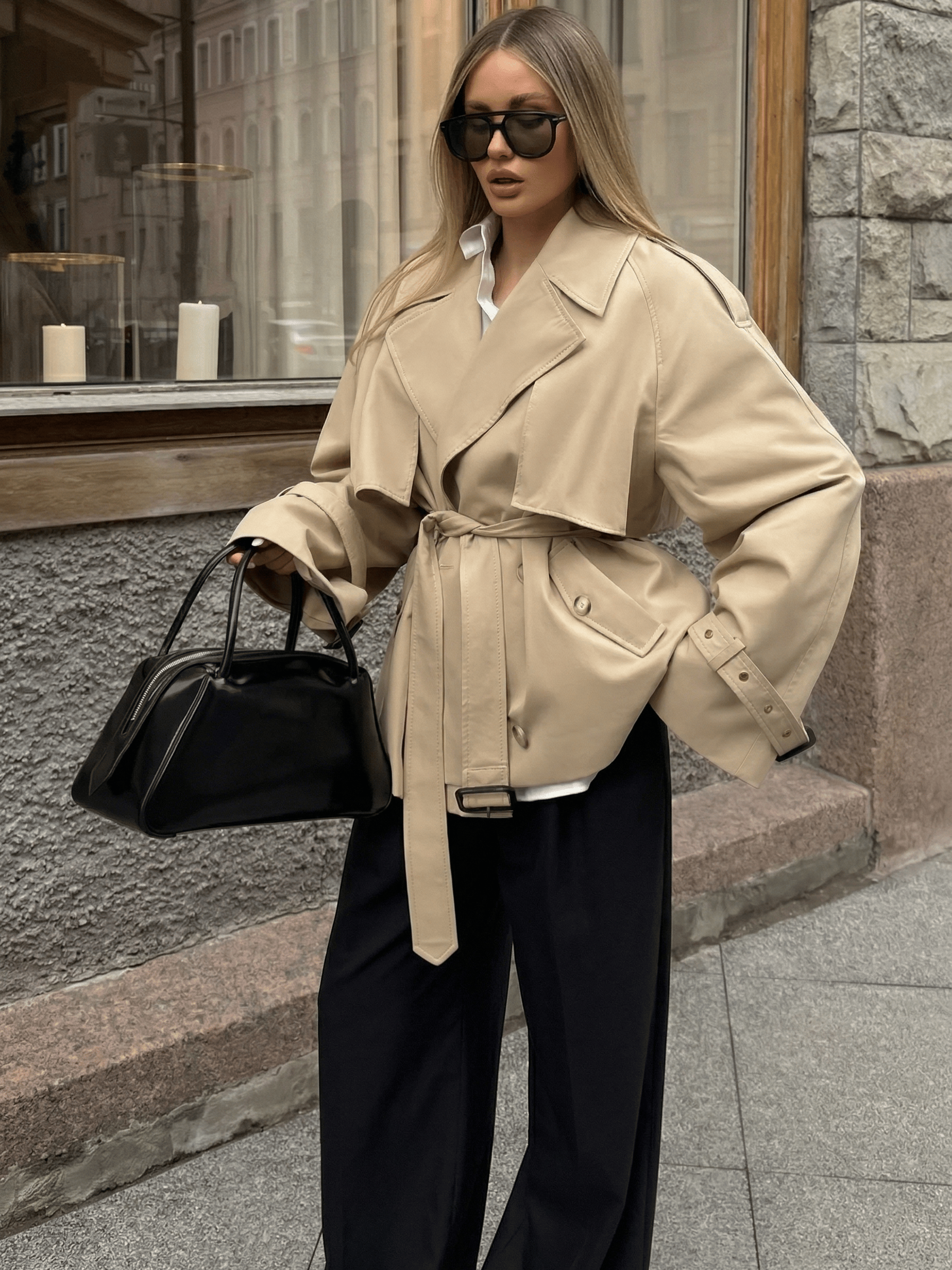 Velira Aurora | Oversized Belted Trench Coat Aurora | Per didelis diržinis paltas