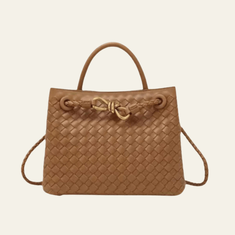 Velira Bags Bežinė Palermo Woven Leather Tote Bag