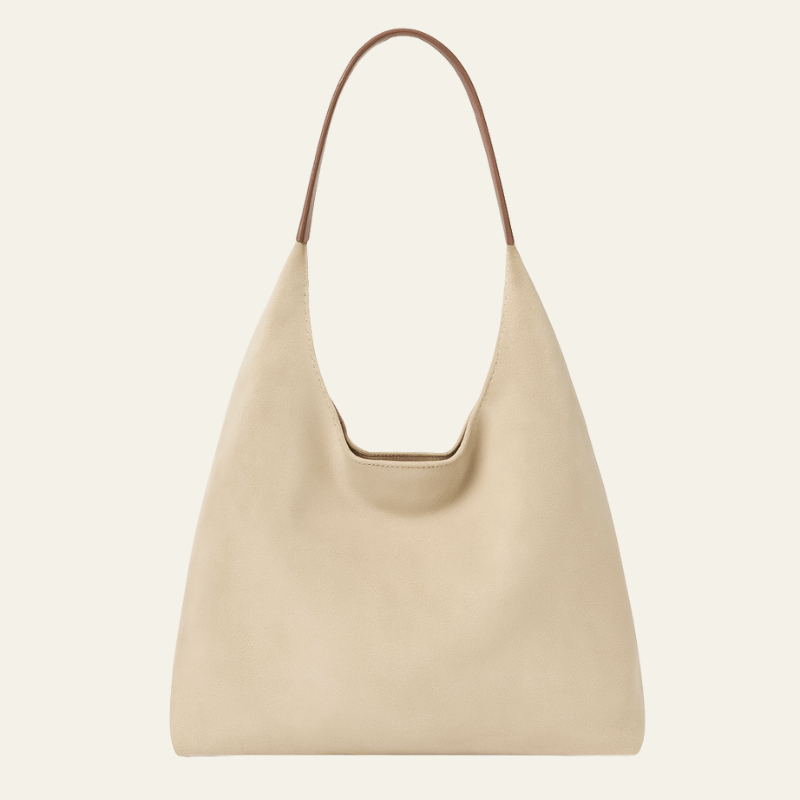 Velira Bags Bežinė Siena Suede Hobo Krepšys
