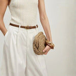 Velira Bags Bežinė Sienna Woven Clutch Krepšys