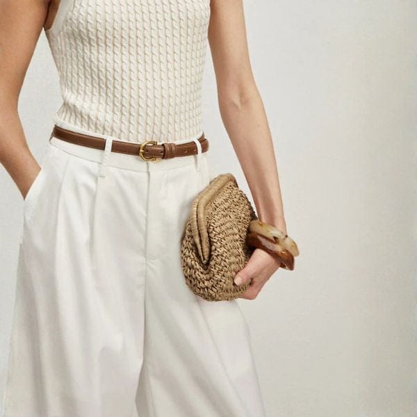Velira Bags Bežinė Sienna Woven Clutch Krepšys