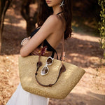 Velira Bags Bežinė / vienas dydis Sorrento dvigubos dirželių pintas krepšys
