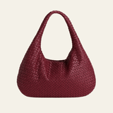 Velira Bags Bordo Raudona Bordo Woven Leather Hobo Krepšys