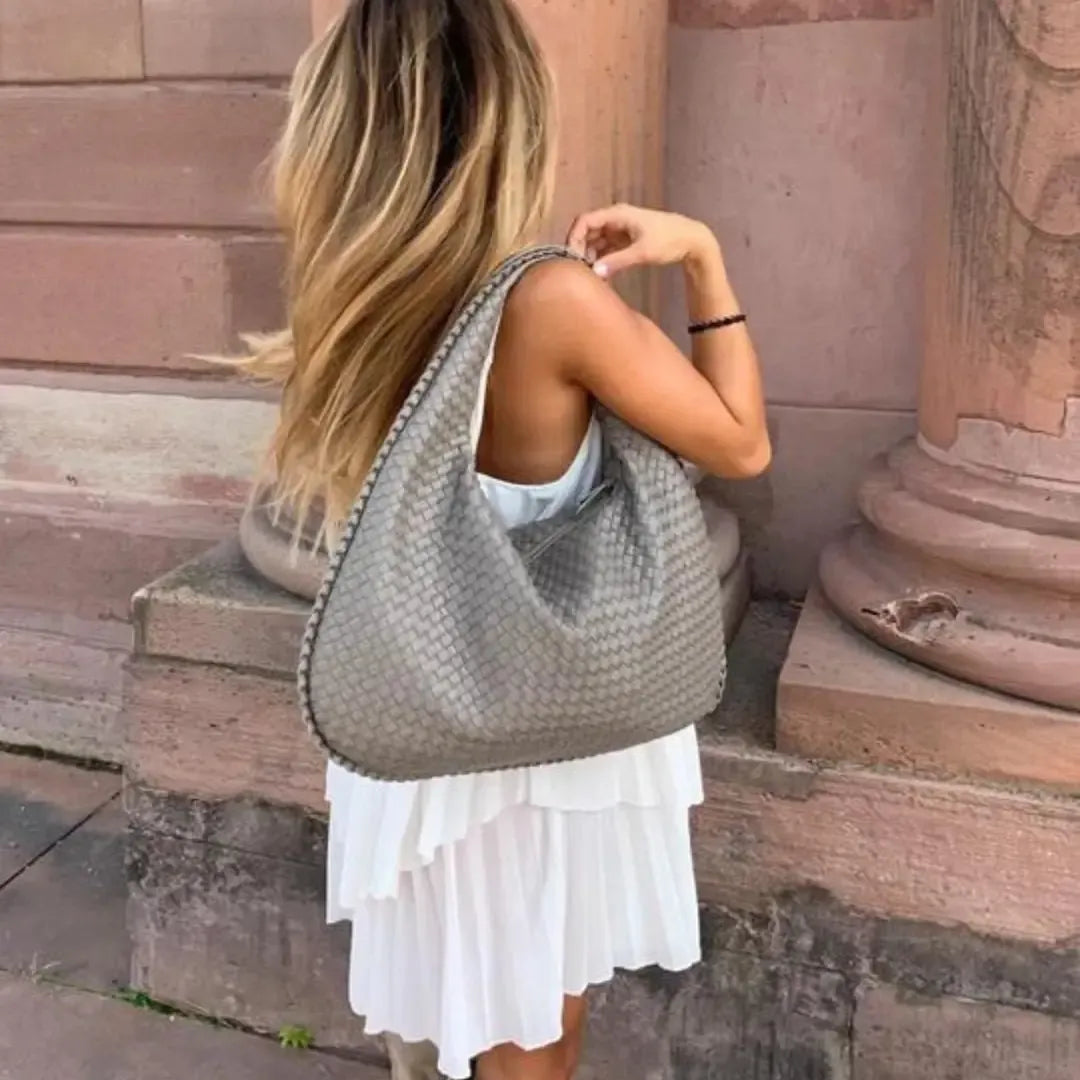 Velira Bags Bordo Woven Leather Hobo Krepšys