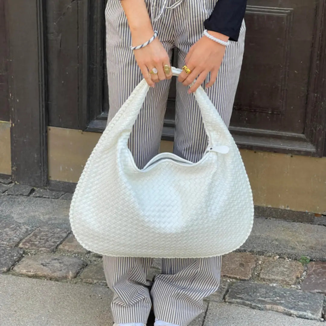 Velira Bags Bordo Woven Leather Hobo Krepšys